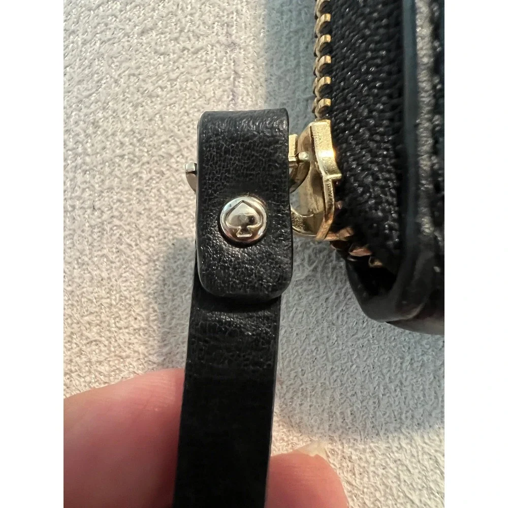 Kate Spade Black Leather Studded Zip Around Wallet Long Continental Clutch - Picture 10 of 14